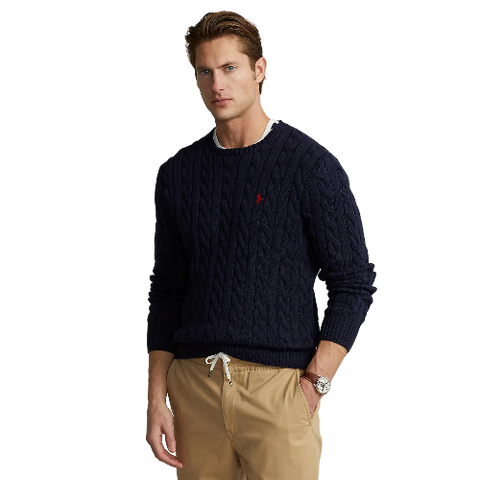 Cable-Knit-Cotton-Sweater-Navy-Red-Logo