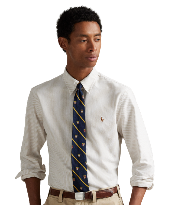 POL953704007-Polo Ralph Lauren - Clasic Fit Oxford Shirt - Beige white