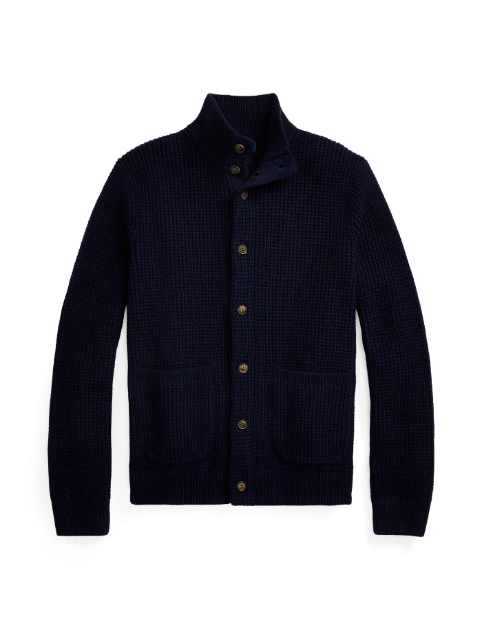POL970292001-Polo Ralph Lauren - Waffle Knit Wool-Cotton Cardigan