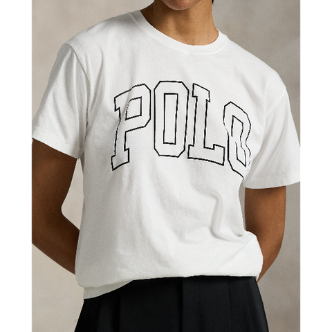 POL971710001-Polo Ralph Lauren - Logo Cotton Jersey Crewneck Tee - White