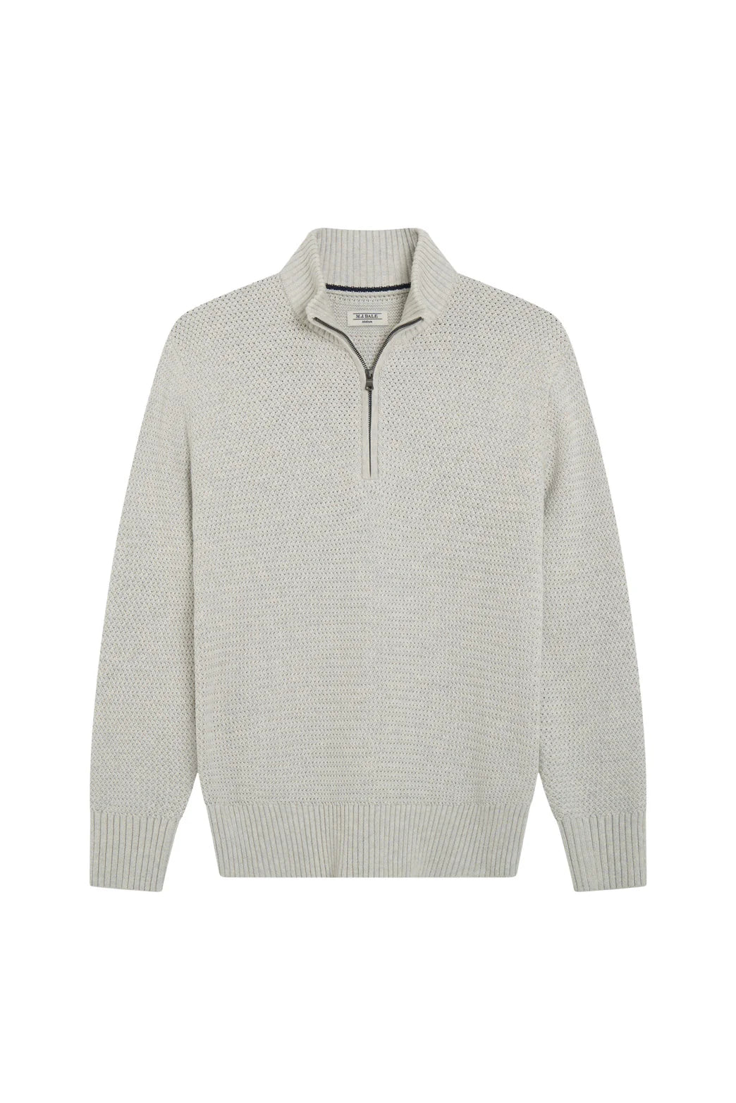 M.J. Bale - Parker Half Zip Cotton Jumper - Stone