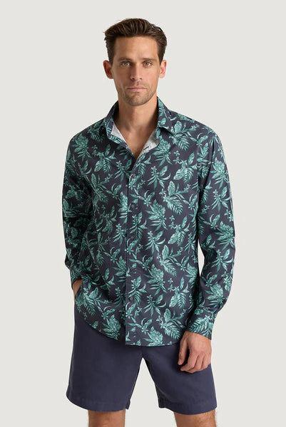 M.J. Bale - Paseo Printed Shirt - Vintage Green Navy