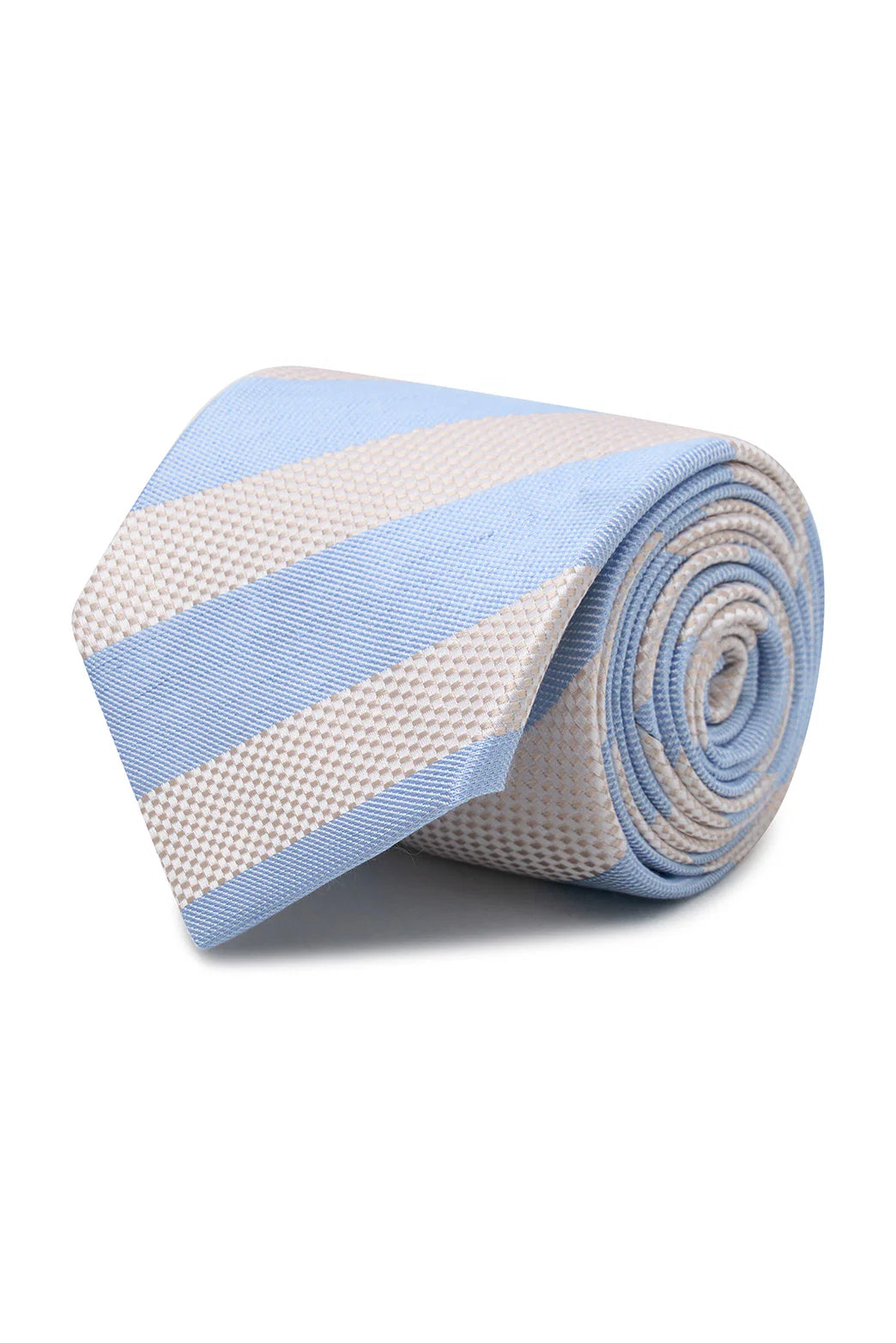 M.J. Bale - Pembroke Tie - Striped - Ivory/Blue