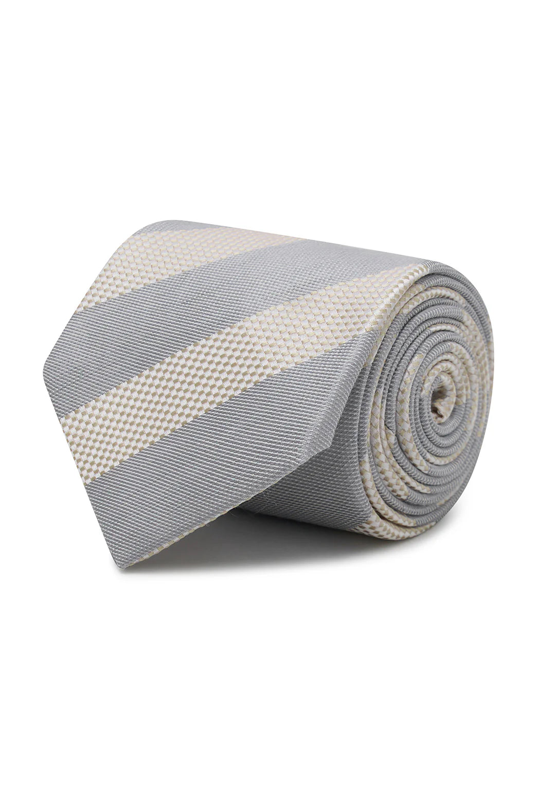 M.J. Bale - Pembroke Tie - Striped - Ivory/Grey