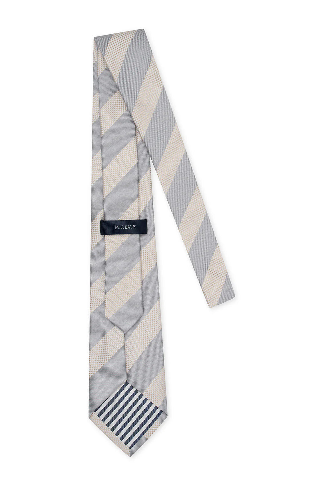 M.J. Bale - Pembroke Tie - Striped - Ivory/Grey