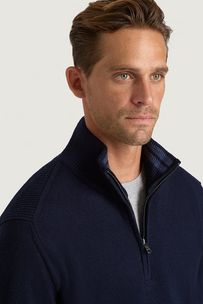 M.J Bale - Perry Half Knit Jumper - Navy