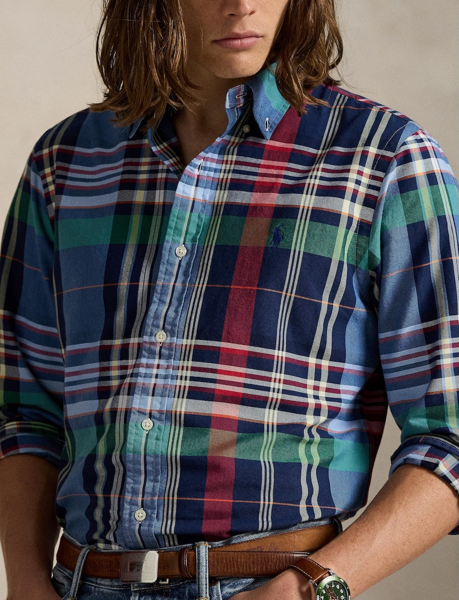 Polo Ralph Lauren - Custom Fit Plaid Oxford Shirt - Check - Blue/Red Multi