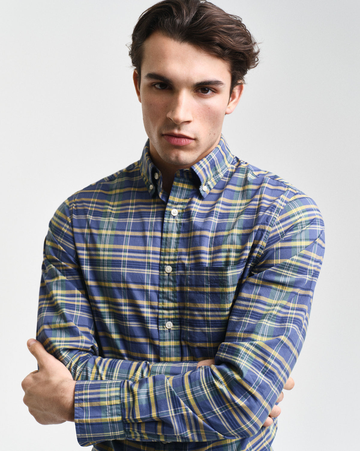 GANT - Poplin Shirt - Check - Dusty Navy