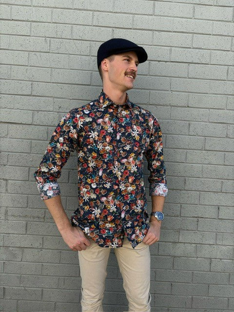 Altemflower - Positano Poplin Shirt - Floral - Navy