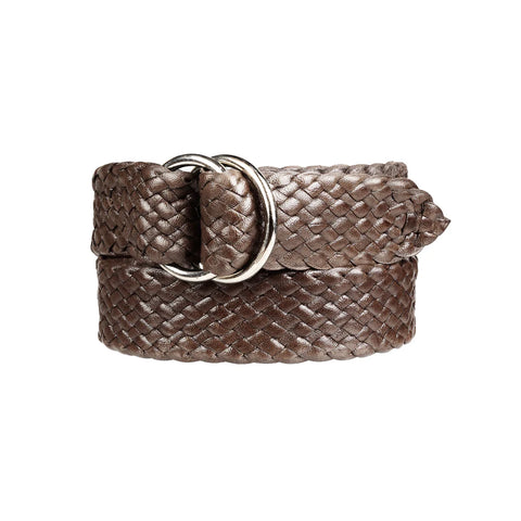 Badgery Belts - Queenslander Plaited Chrome Ring Belt - Chocolate