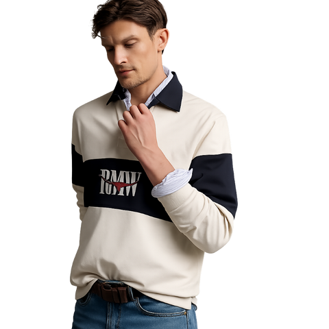 R.M.Williams - Heritage Panel Rugby Jumper - Ecru