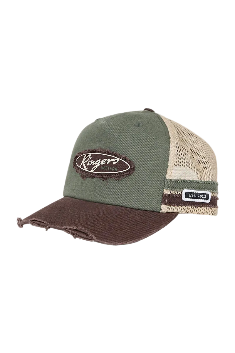 Ringers Western - Worn Out Deep Fit Trucker Cap - Army Choc