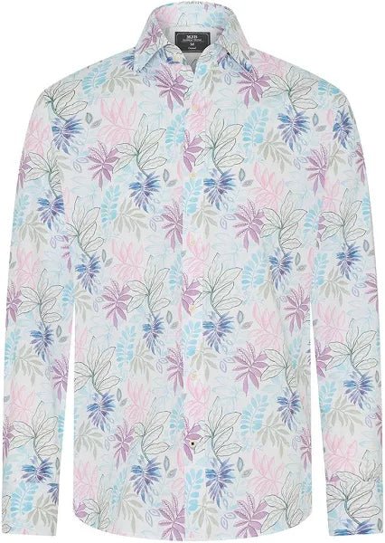 M.J. Bale - Rapallo Shirt - Printed - Multi - MULTIBUY featuring a vibrant floral print on a white background.