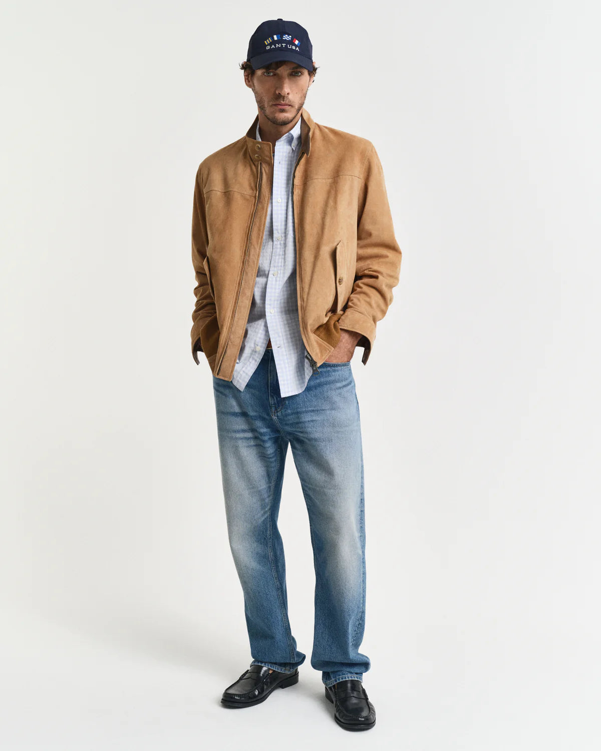 GANT - Poplin Short Sleeve Shirt- Gingham - Light Blue