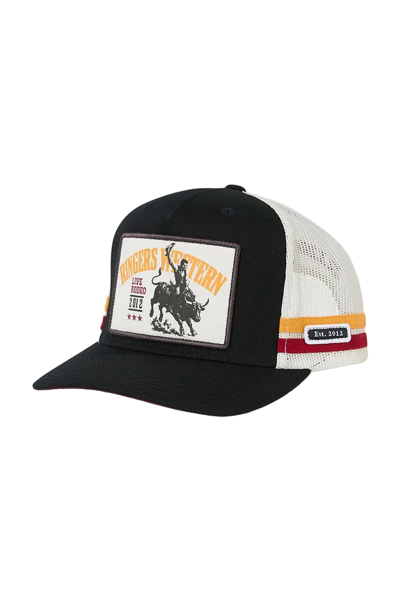 Ringers Western - Rodeo Club Deep Fit Trucker Cap - Black Off White