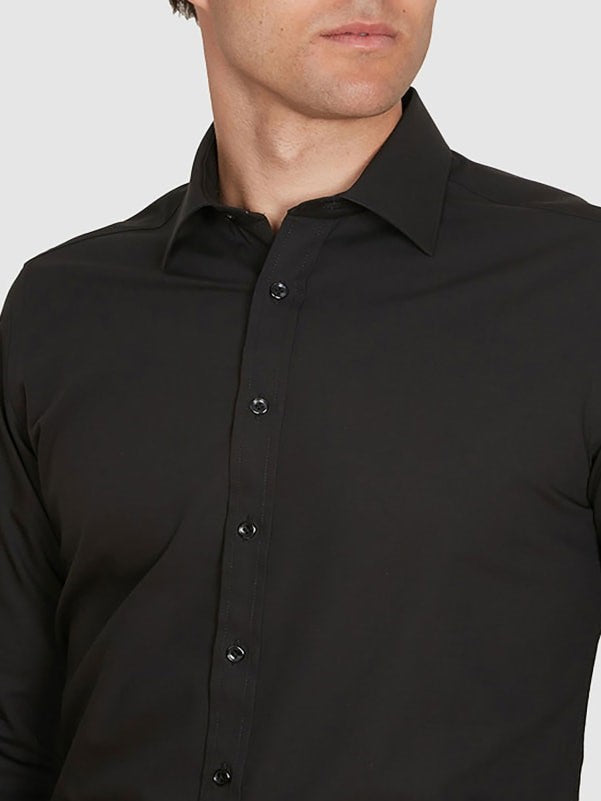 Abelard - Long Sleeve Business Shirt - 4 Way Stretch - Black