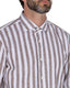 Abelard - Inch Linen Stripe Shirt - Chocolate