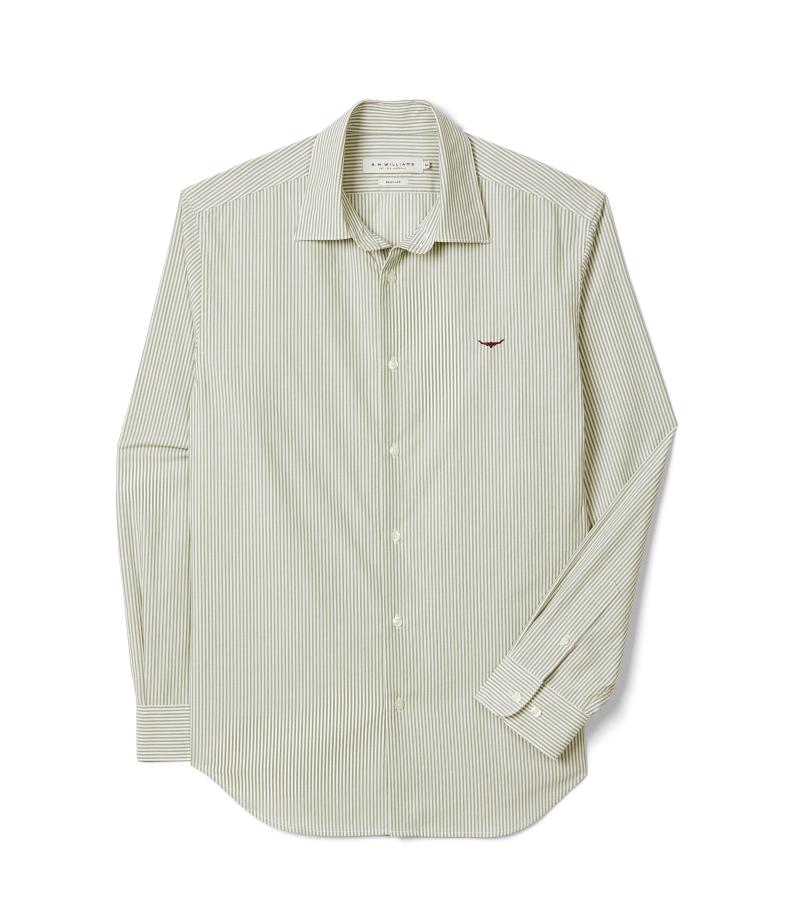 R.M.Williams - Sommers Poplin Shirt - Stripe - Green & White