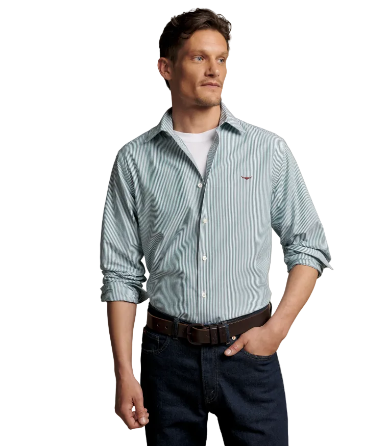 R.M.Williams - Sommers Poplin Stripe Shirt - Pine
