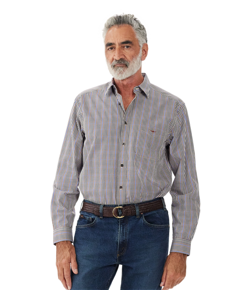 Collins Shirt - Check - Brown, Navy & White