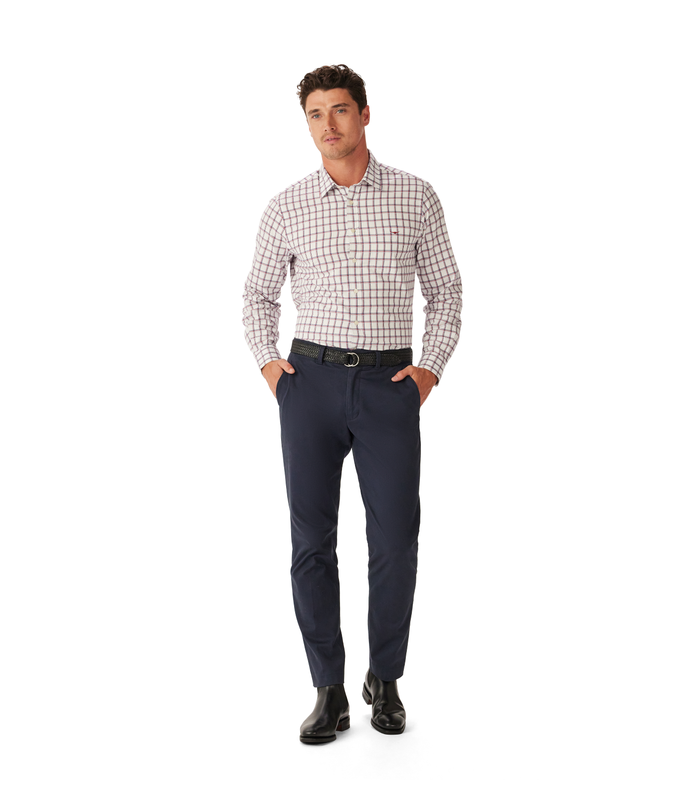 R.M.Williams - Classic Twill Check Shirt - White/Red/Navy