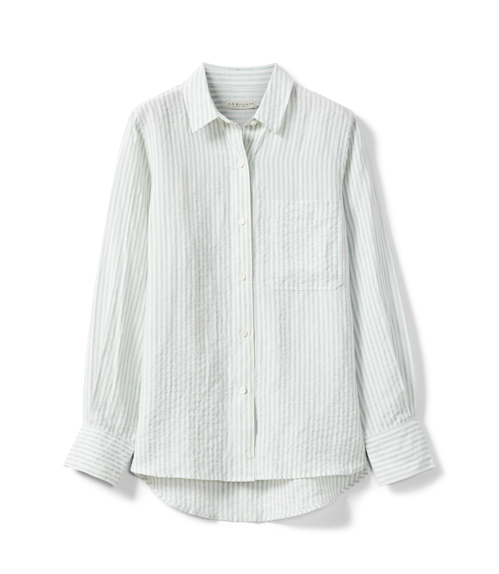 R.M.Williams - Crispin Linen Shirt - Stripe - Blue White