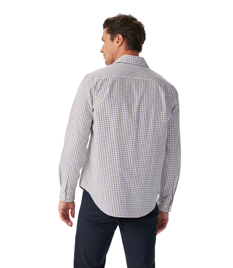 R.M.Williams - Newland Poplin Check Shirt - Burgundy/White/Blue
