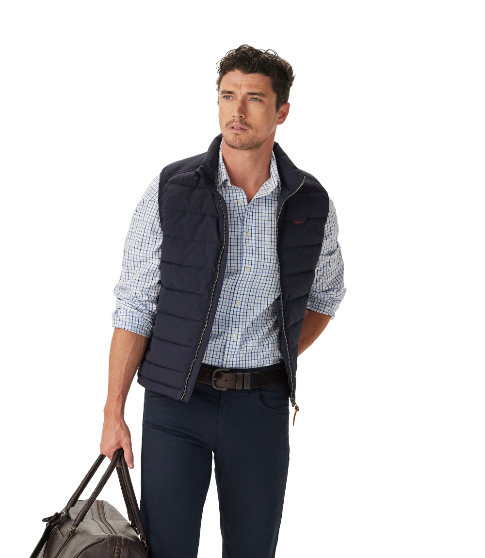 R.M.Williams - Newland Poplin Check Shirt - Navy