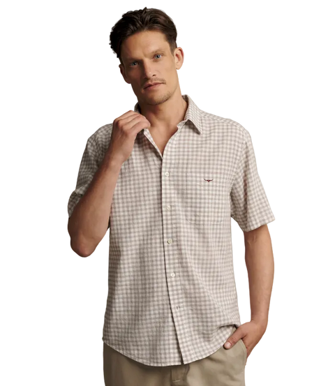 R.M.Williams - SS Johnson Check Shirt - Tan