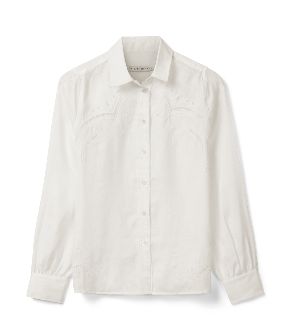 R.M.Williams - Broderie Anglaise Linen Shirt - White