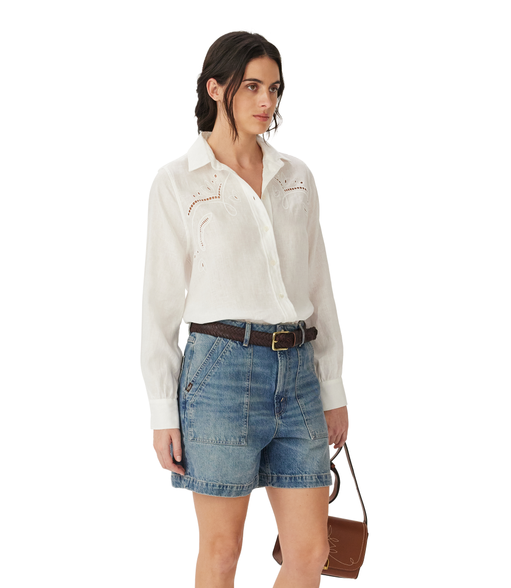 R.M.Williams - Broderie Anglaise Linen Shirt - White