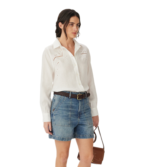 R.M.Williams - Broderie Anglaise Linen Shirt - White