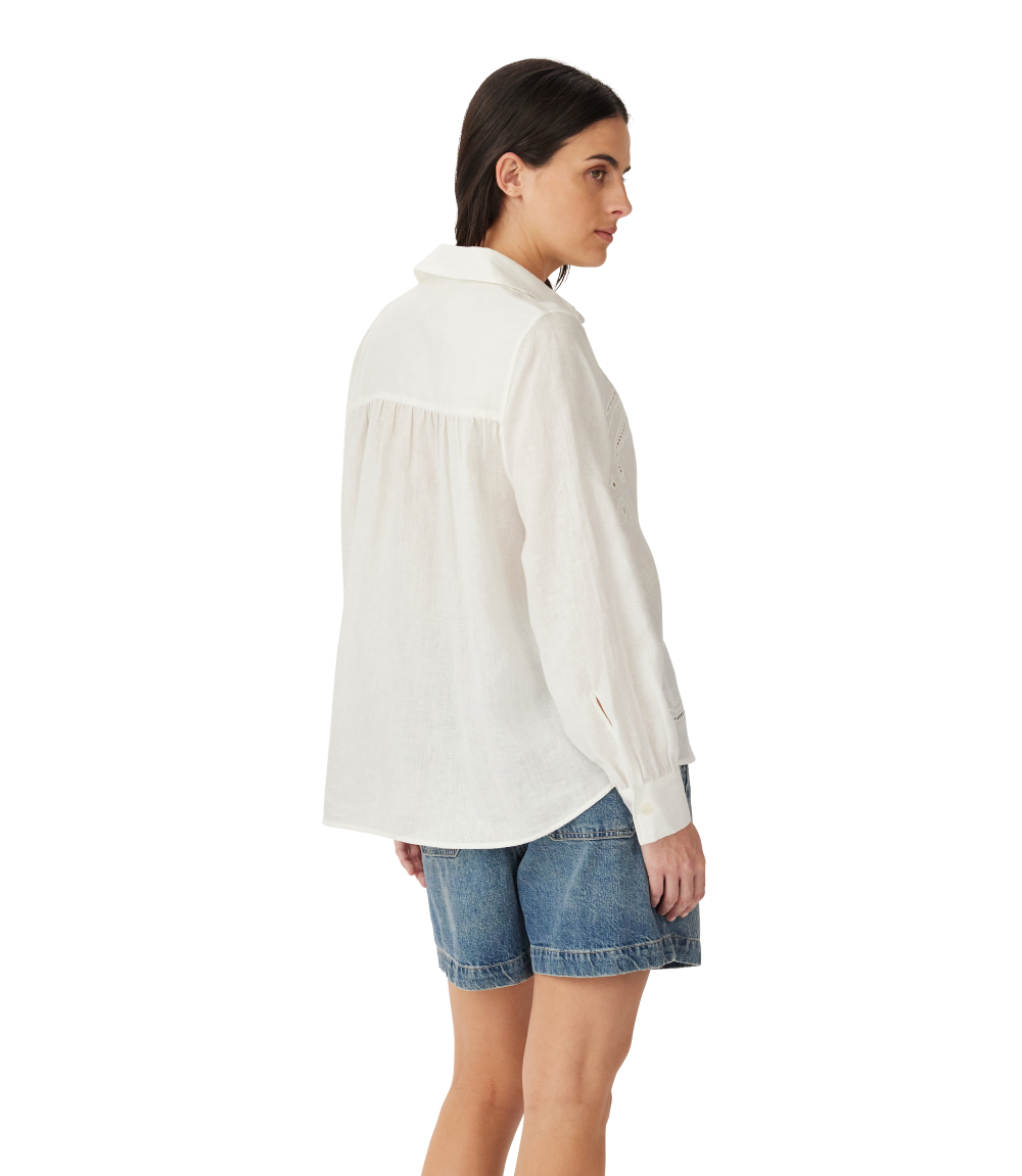 R.M.Williams - Broderie Anglaise Linen Shirt - White