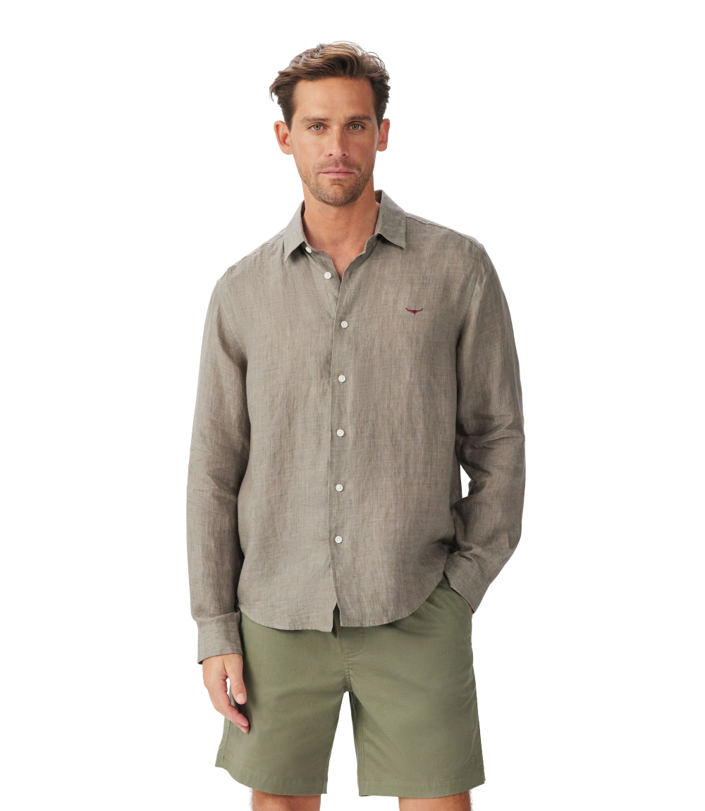 R.M.Williams - Newman Classic Linen Shirt - Dark olive