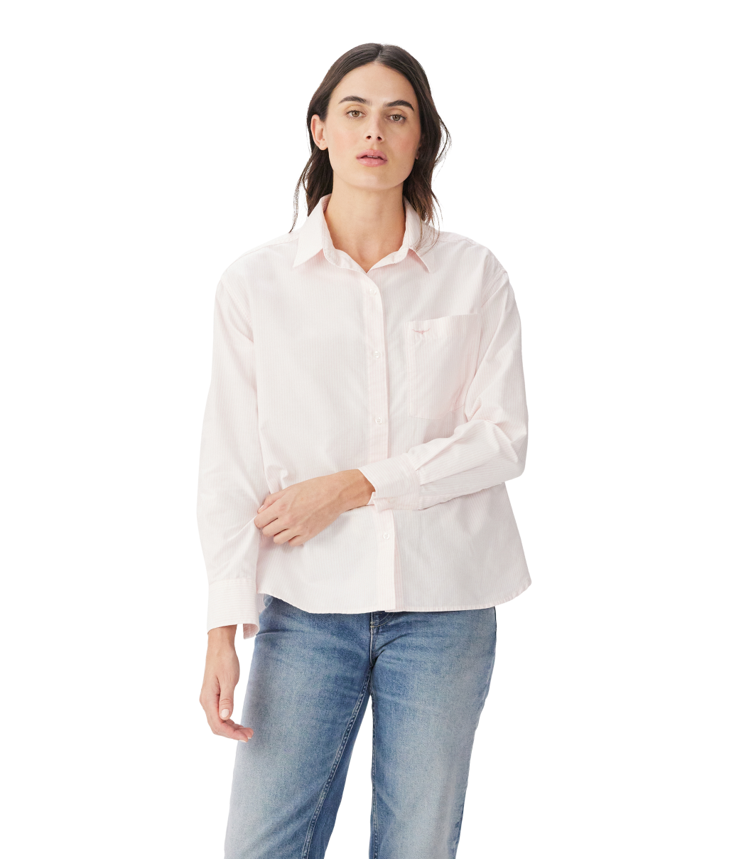 R.M.Williams - Hopeland Oxford Stripe Shirt - Pink White