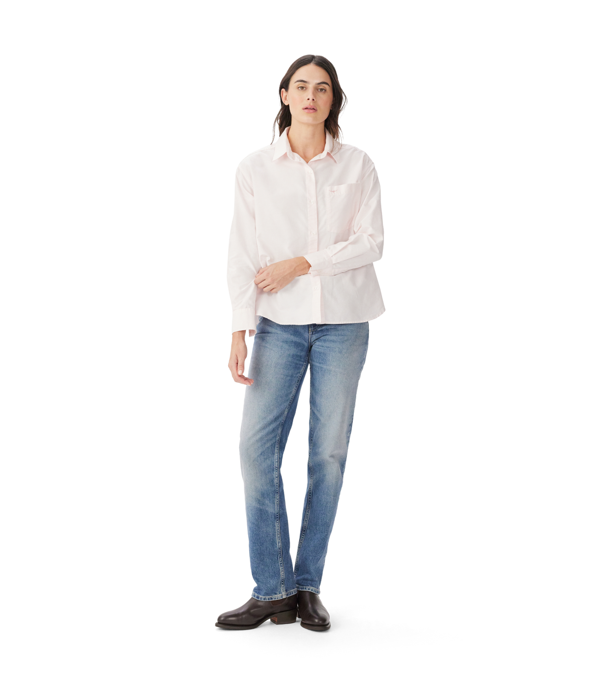 R.M.Williams - Hopeland Oxford Stripe Shirt - Pink White