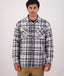 Swanndri - Morven Long Sleeve Sherpa Shacket - Check - Dark Shadow/Grey