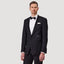 Savile Row - Thomas D9 Merino Wool Tuxedo Jacket - Black displayed on a model in a stylish black-tie setup.
