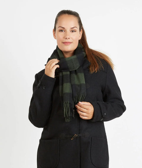 Swanndri - Unisex Wool Scarf - Check - Olive/Black