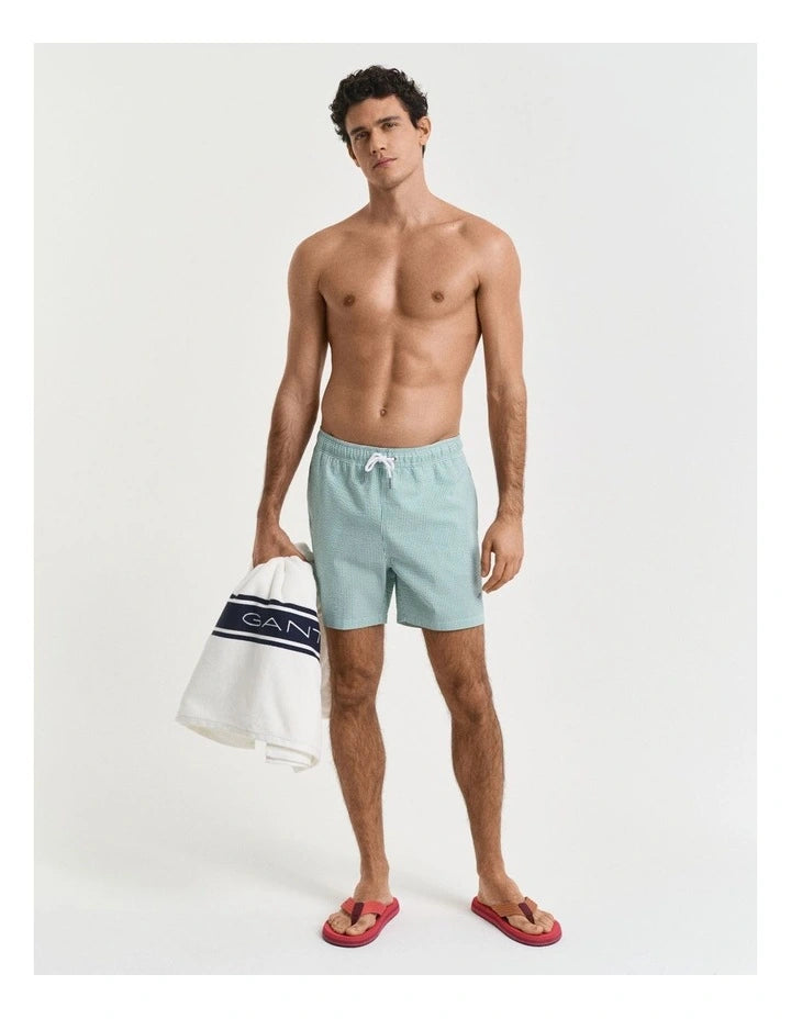 GANT - Seersucker Swim Shorts - Stripe - Vivid Green & White