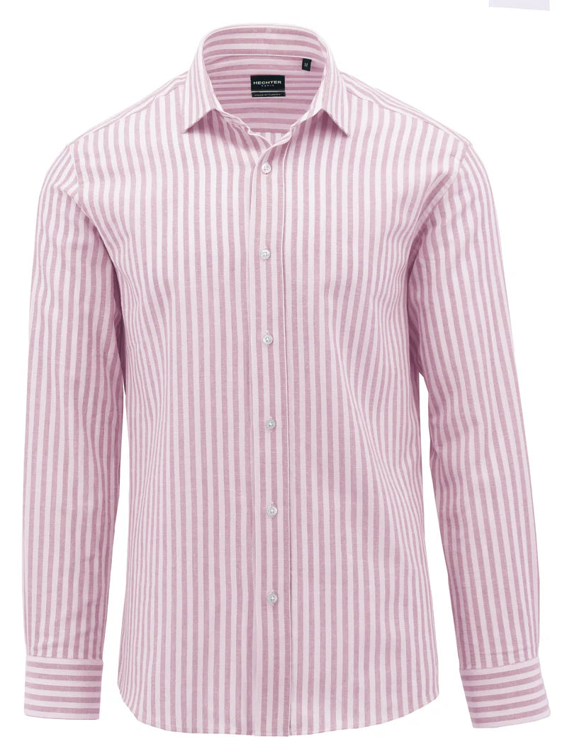Daniel Hechter - Sel Cotton Shirt - Stripe - Pink & White, 100% cotton, slim fit, cutaway collar, pink and white stripes.