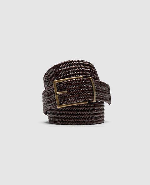 Rodd & Gunn - Stirling Stretch Belt - Leather - Testa Di Moro, classic woven leather belt with elastane for comfort.