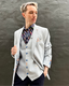 Altemflower - Surfboard Print Shirt - Navy Multi worn under a tailored grey blazer, showcasing vibrant surfboards and a stylish look.
