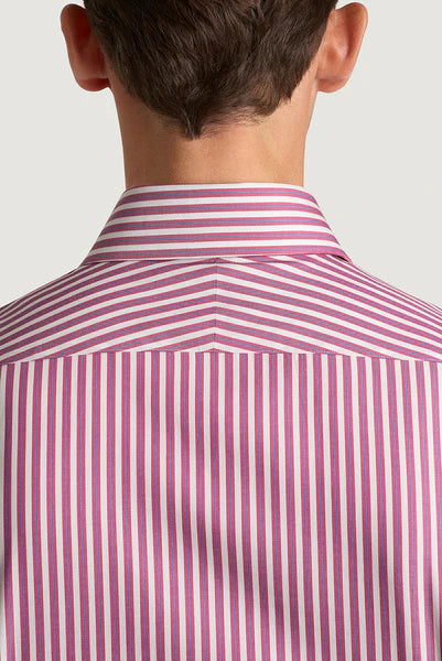 M.J. Bale - Symonds Shirt - Stripe - Raspberry/Blue/White