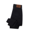 R.M.Williams - Albury Jean - Black Rinse Wash displayed with rolled cuffs, showcasing the suede waistband patch and five-pocket design.