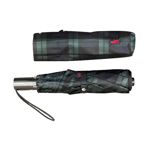 Polo Ralph Lauren - Plaid Pony Collapsible Umbrella - Green & Black