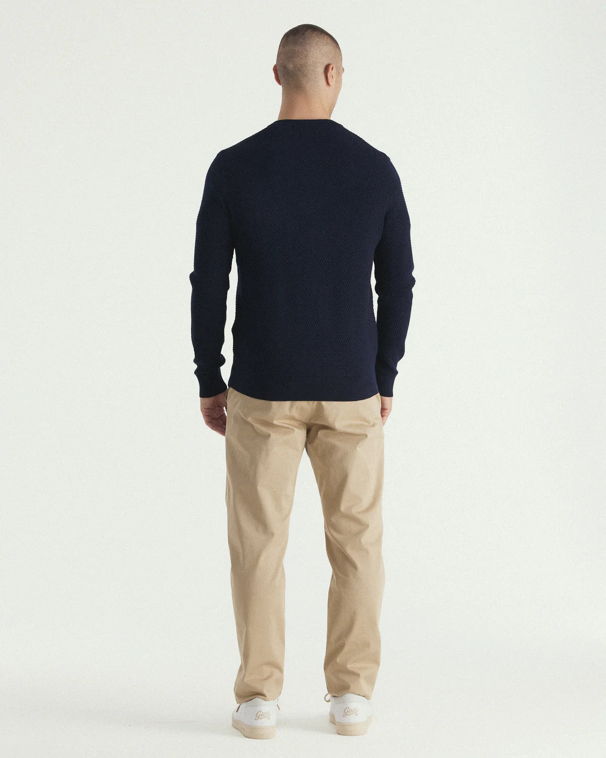 GANT - Textured Cotton Merino Crew Neck Jumper - Evening Blue
