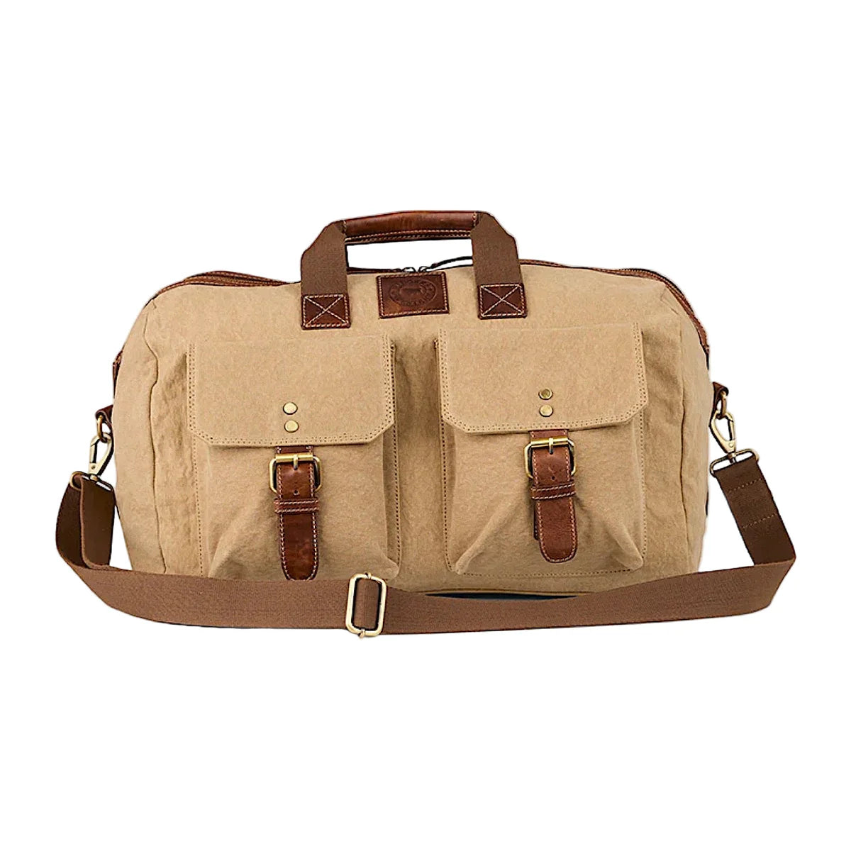 Ringers Western - Waxicanvas Duffle Bag - Sand featuring durable Waxi-Canvas fabric and leather accents.