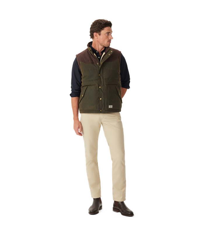 R.M.Williams - Yambulla Waxed Vest - Dark Khaki