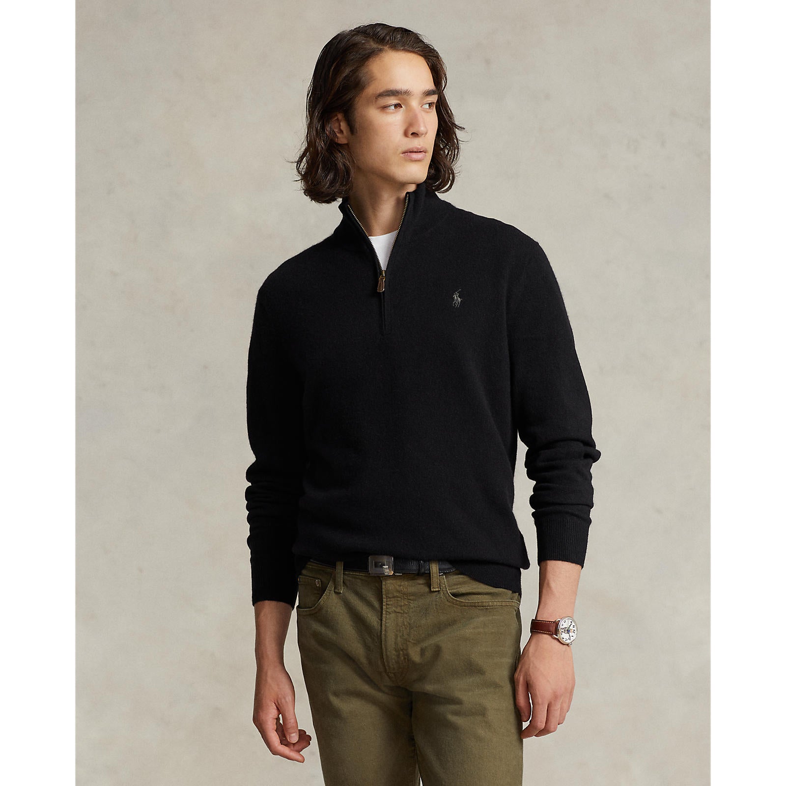 Polo Ralph Lauren Wool Quarter-Zip Sweater Black – Blowes Clothing